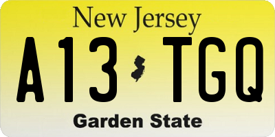 NJ license plate A13TGQ