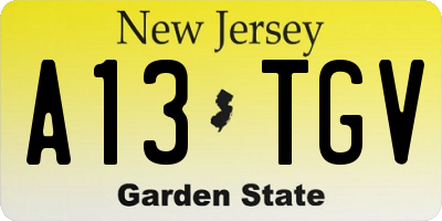 NJ license plate A13TGV