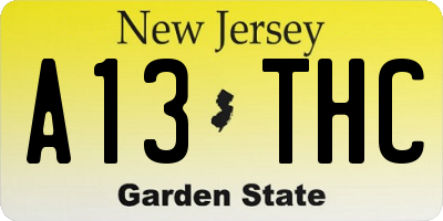 NJ license plate A13THC
