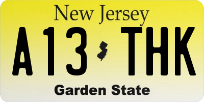 NJ license plate A13THK