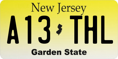 NJ license plate A13THL