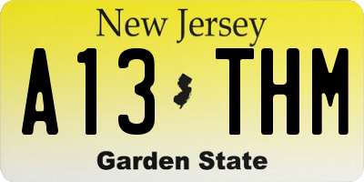 NJ license plate A13THM