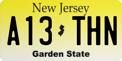 NJ license plate A13THN