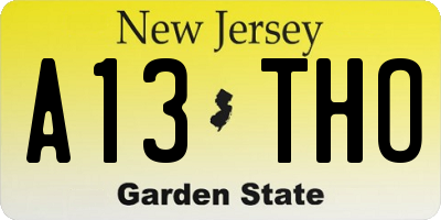 NJ license plate A13THO