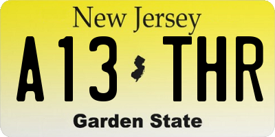NJ license plate A13THR