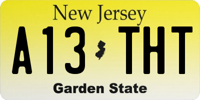 NJ license plate A13THT
