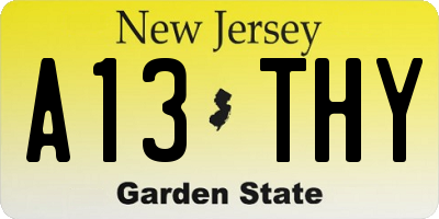 NJ license plate A13THY