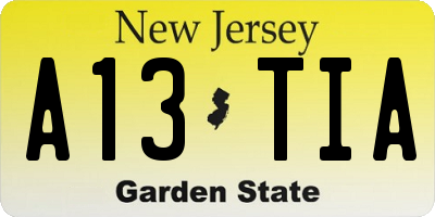 NJ license plate A13TIA