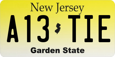 NJ license plate A13TIE