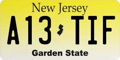 NJ license plate A13TIF