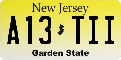 NJ license plate A13TII