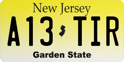 NJ license plate A13TIR