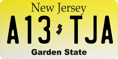NJ license plate A13TJA