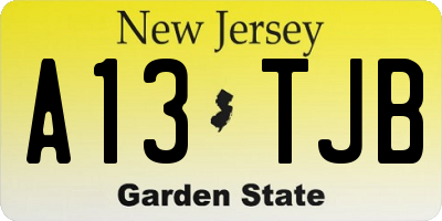 NJ license plate A13TJB