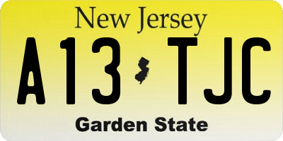 NJ license plate A13TJC