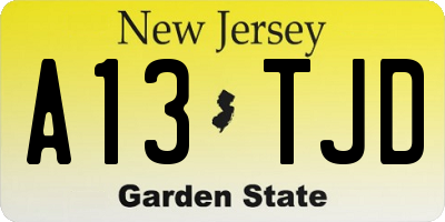 NJ license plate A13TJD