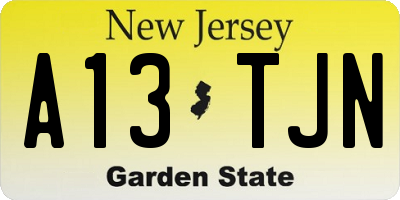 NJ license plate A13TJN