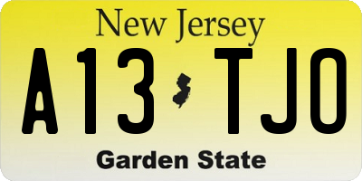 NJ license plate A13TJO