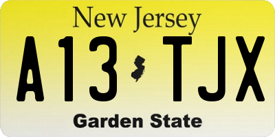 NJ license plate A13TJX
