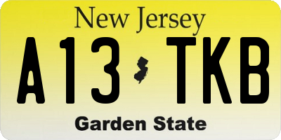 NJ license plate A13TKB