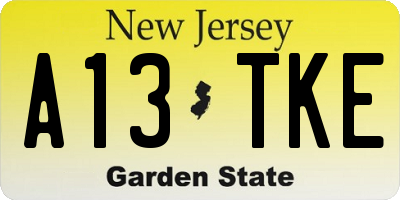 NJ license plate A13TKE