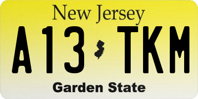NJ license plate A13TKM