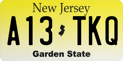 NJ license plate A13TKQ
