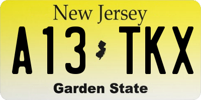 NJ license plate A13TKX