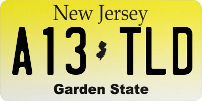 NJ license plate A13TLD