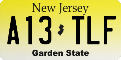 NJ license plate A13TLF
