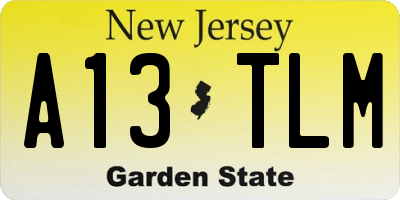 NJ license plate A13TLM