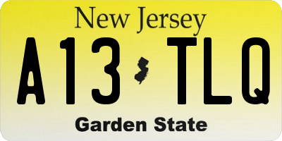 NJ license plate A13TLQ