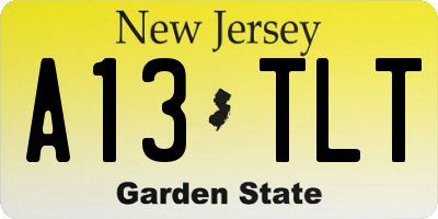 NJ license plate A13TLT