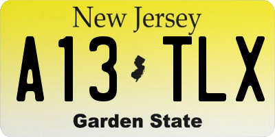 NJ license plate A13TLX