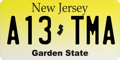 NJ license plate A13TMA