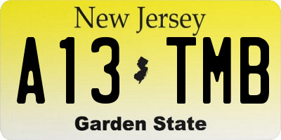 NJ license plate A13TMB