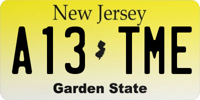 NJ license plate A13TME