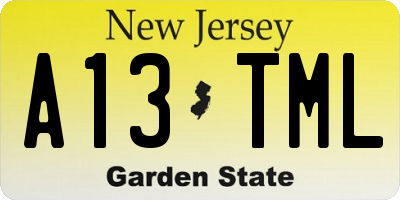 NJ license plate A13TML