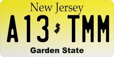 NJ license plate A13TMM