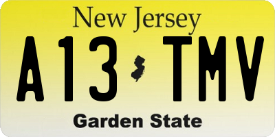 NJ license plate A13TMV