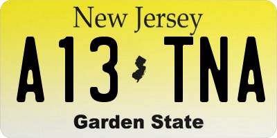 NJ license plate A13TNA