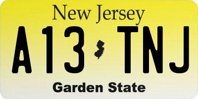 NJ license plate A13TNJ