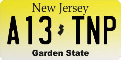 NJ license plate A13TNP