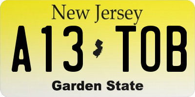 NJ license plate A13TOB