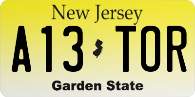 NJ license plate A13TOR