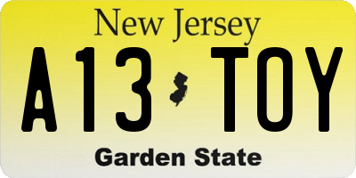 NJ license plate A13TOY