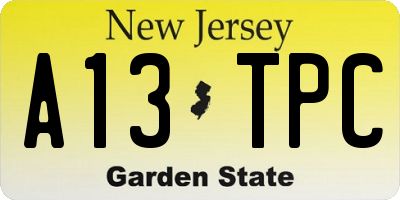 NJ license plate A13TPC