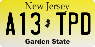 NJ license plate A13TPD