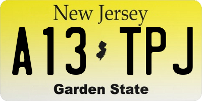 NJ license plate A13TPJ