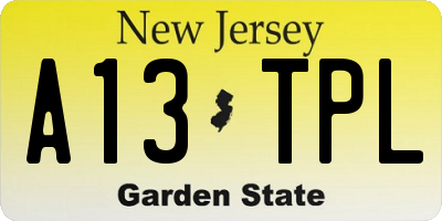 NJ license plate A13TPL